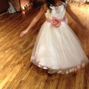 Elegant Cream and Pink Kids Dress